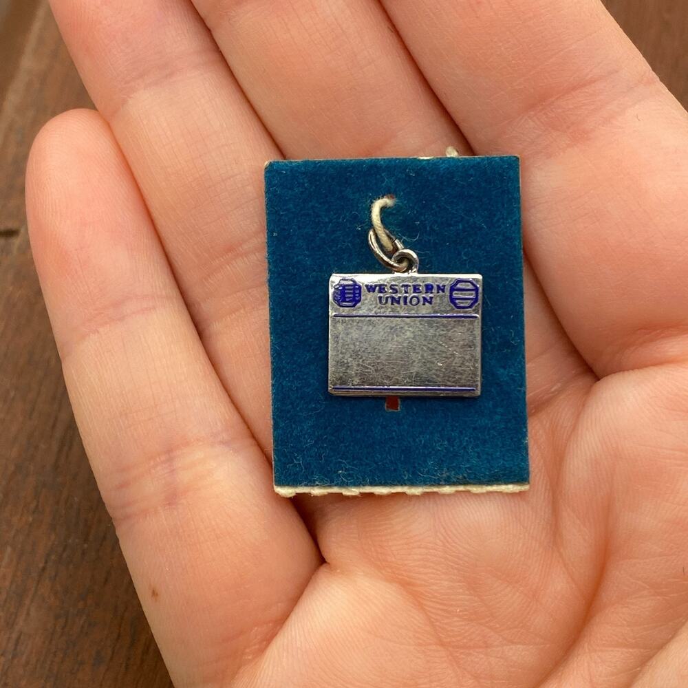 Vintage 925 Sterling Silver "Western Union" Telegram Pendant Bracelet Charm